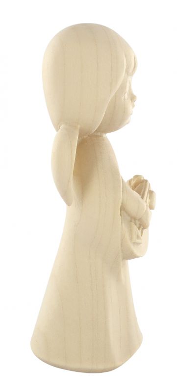 statuina dell'angioletto con mandolino, linea da 11 cm, in legno naturale, collezione angeli sognatori - demetz deur