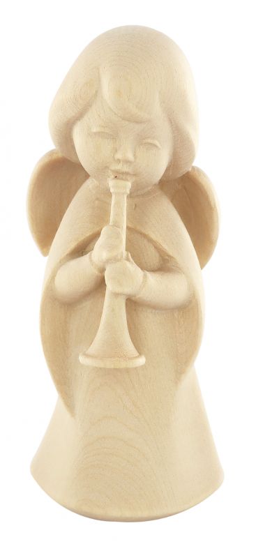 statuina dell'angioletto con flauto, linea da 11 cm, in legno naturale, collezione angeli sognatori - demetz deur
