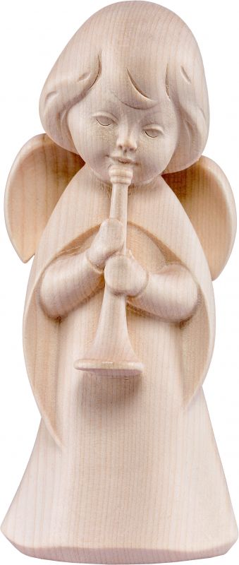 angelo sognatore con tromba - demetz - deur - statua in legno dipinta a mano. altezza pari a 5 cm.