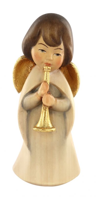 statuina dell'angioletto con flauto, linea da 11 cm, in legno dipinto a mano, collezione angeli sognatori - demetz deur