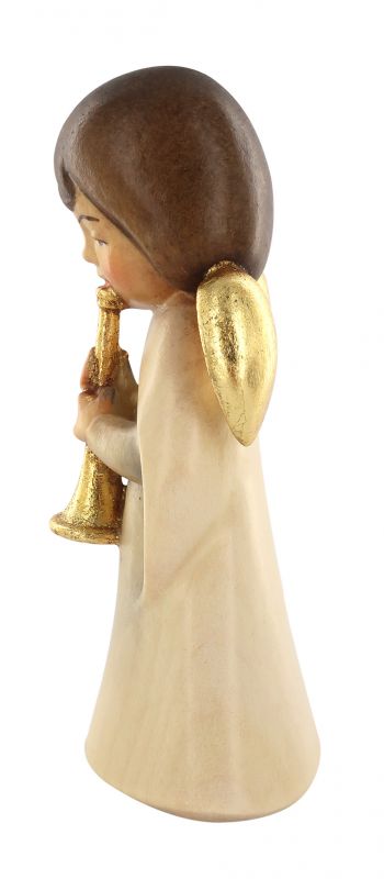 statuina dell'angioletto con flauto, linea da 11 cm, in legno dipinto a mano, collezione angeli sognatori - demetz deur