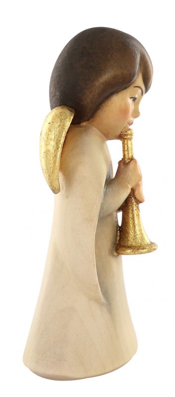 statuina dell'angioletto con flauto, linea da 11 cm, in legno dipinto a mano, collezione angeli sognatori - demetz deur