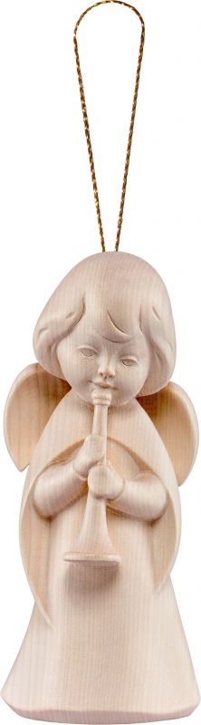 angelo sognatore con tromba da appendere - demetz - deur - statua in legno dipinta a mano. altezza pari a 5 cm.