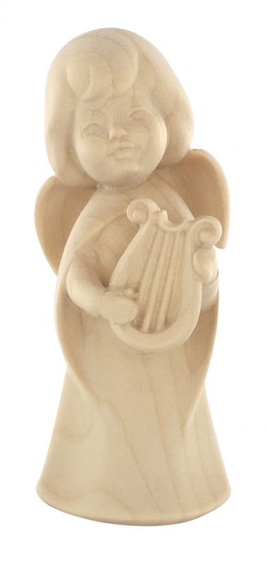 statuina dell'angioletto con lira, linea da 11 cm, in legno naturale, collezione angeli sognatori - demetz deur