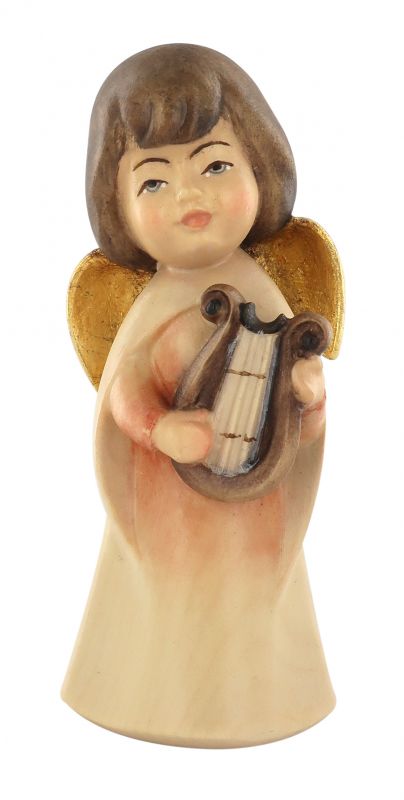 statuina dell'angioletto con lira, linea da 11 cm, in legno dipinto a mano, collezione angeli sognatori - demetz deur