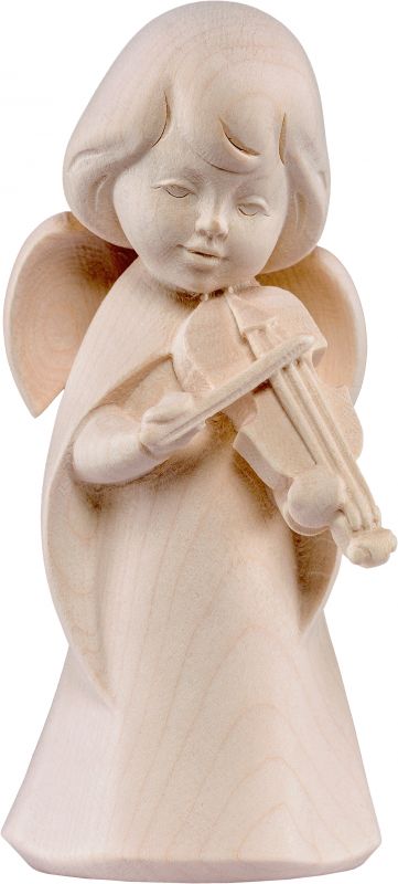statuina dell'angioletto con violino, linea da 6 cm, in legno naturale, collezione angeli sognatori - demetz deur
