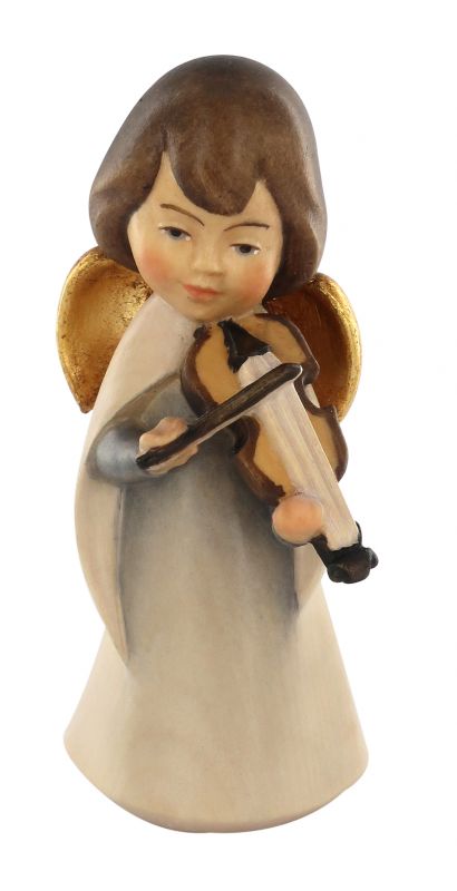 statuina dell'angioletto con violino, linea da 11 cm, in legno dipinto a mano, collezione angeli sognatori - demetz deur