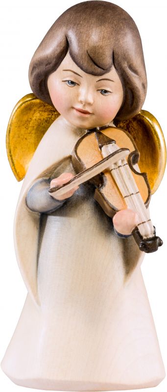 statuina dell'angioletto con violino, linea da 6 cm, in legno dipinto a mano, collezione angeli sognatori - demetz deur