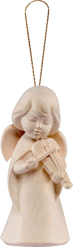 angelo sognatore con violino da appendere - demetz - deur - statua in legno dipinta a mano. altezza pari a 5 cm.