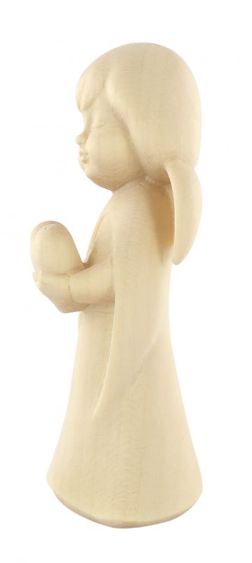 statuina dell'angioletto con cuore, linea da 6 cm, in legno naturale, collezione angeli sognatori - demetz deur