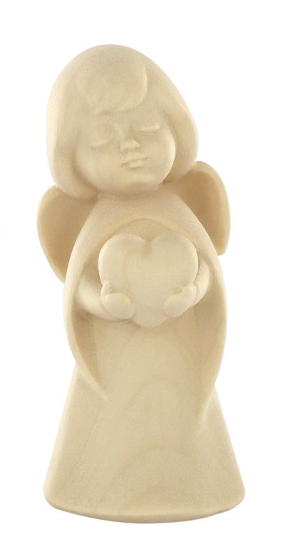 statuina dell'angioletto con cuore, linea da 8 cm, in legno naturale, collezione angeli sognatori - demetz deur
