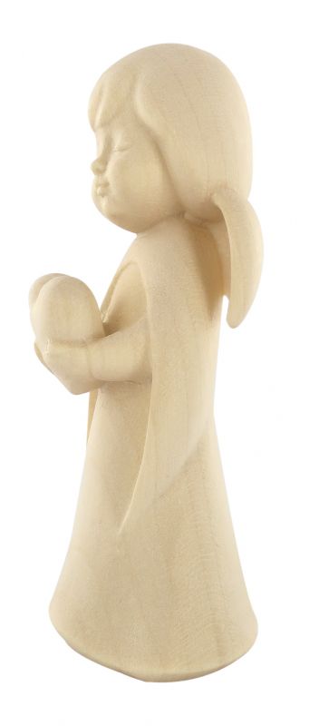 statuina dell'angioletto con cuore, linea da 8 cm, in legno naturale, collezione angeli sognatori - demetz deur