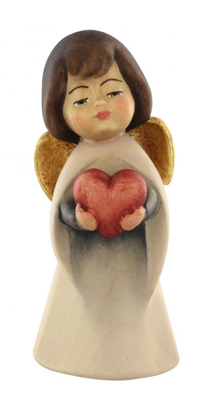 statuina dell'angioletto con cuore, linea da 11 cm, in legno dipinto a mano, collezione angeli sognatori - demetz deur