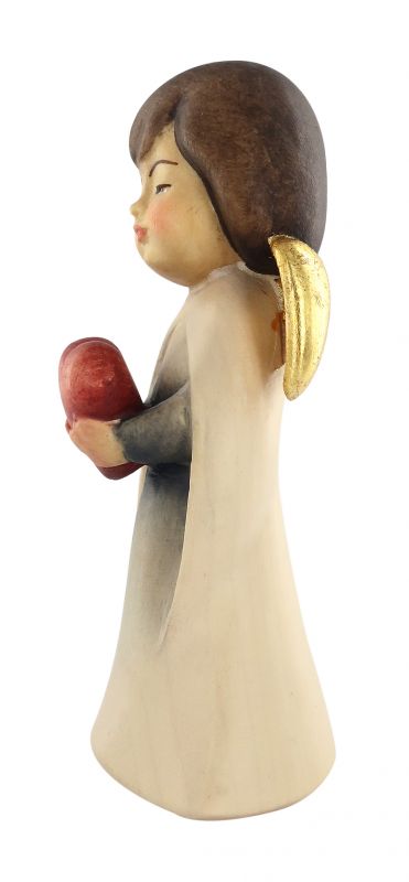 statuina dell'angioletto con cuore, linea da 11 cm, in legno dipinto a mano, collezione angeli sognatori - demetz deur