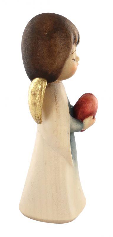 statuina dell'angioletto con cuore, linea da 8 cm, in legno dipinto a mano, collezione angeli sognatori - demetz deur