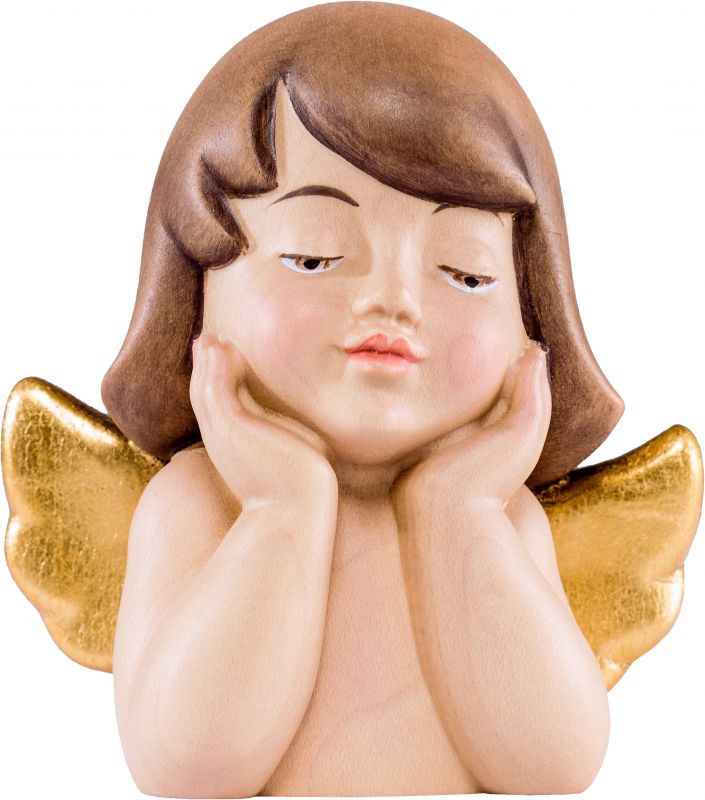 angelo deco sognante - demetz - deur - statua in legno dipinta a mano. altezza pari a 5 cm.