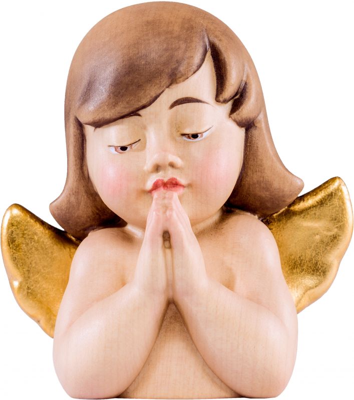 angelo deco in preghiera - demetz - deur - statua in legno dipinta a mano. altezza pari a 5 cm.