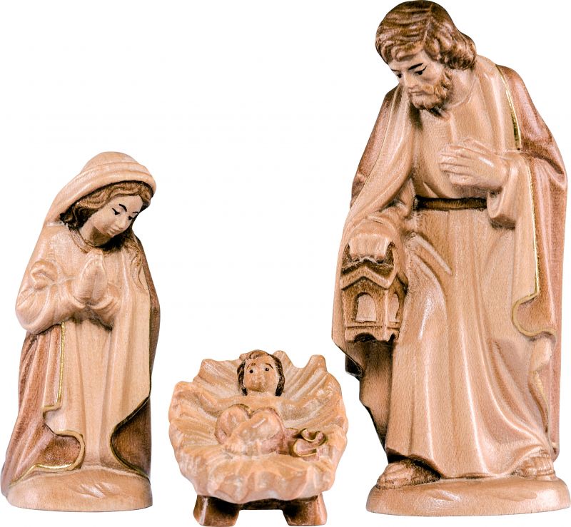 sacra famiglia b.k. - demetz - deur - statua in legno dipinta a mano. altezza pari a 15 cm.