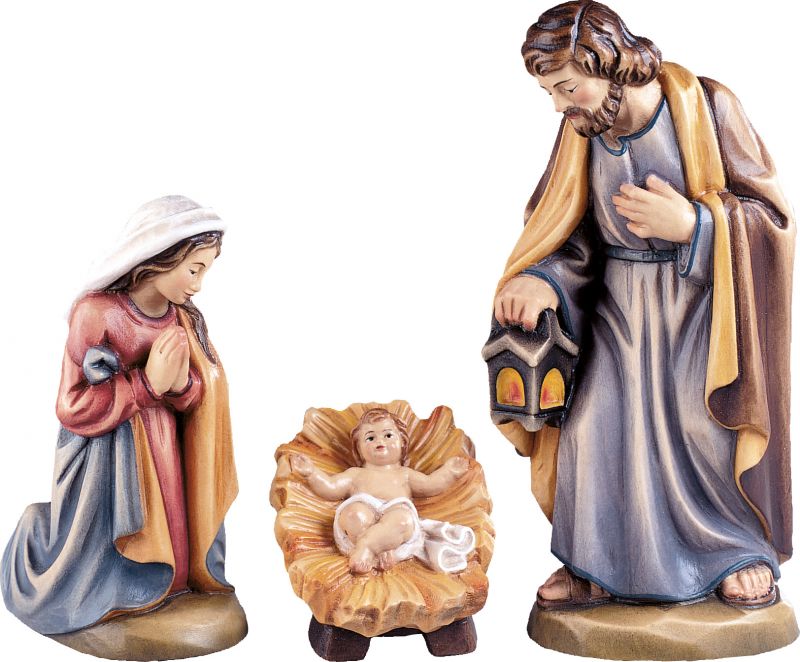 sacra famiglia b.k. - demetz - deur - statua in legno dipinta a mano. altezza pari a 15 cm.