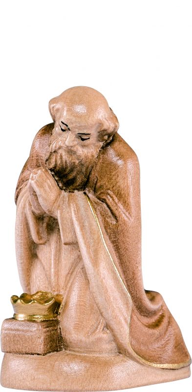 re melchiorre b.k. - demetz - deur - statua in legno dipinta a mano. altezza pari a 15 cm.