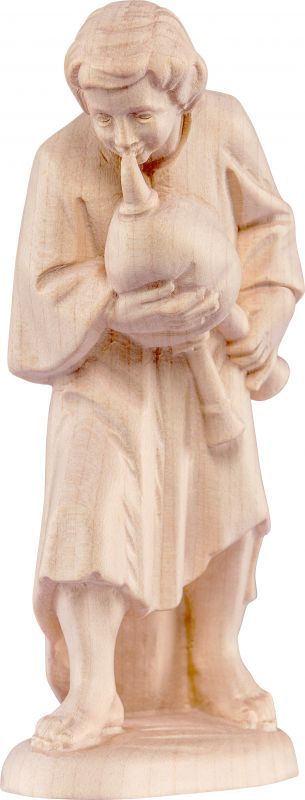 pastore con cornamusa b.k. - demetz - deur - statua in legno dipinta a mano. altezza pari a 15 cm.