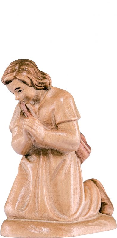 pastore in preghiera b.k. - demetz - deur - statua in legno dipinta a mano. altezza pari a 15 cm.