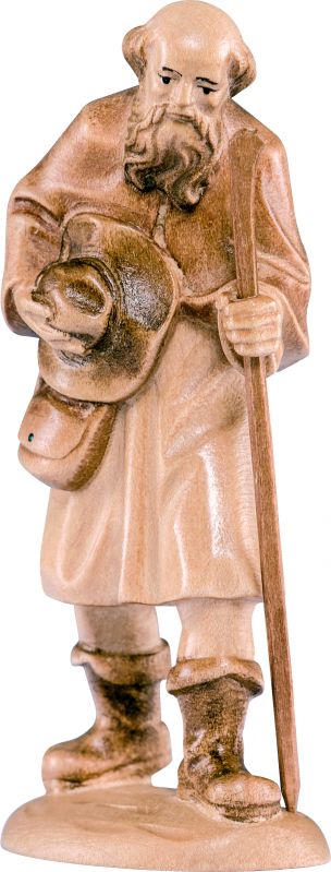 pastore con bastone b.k. - demetz - deur - statua in legno dipinta a mano. altezza pari a 9 cm.