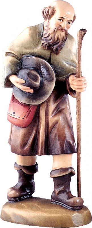 pastore con bastone b.k. - demetz - deur - statua in legno dipinta a mano. altezza pari a 15 cm.