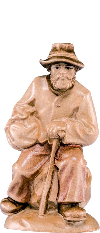 pastore seduto b.k. - demetz - deur - statua in legno dipinta a mano. altezza pari a 9 cm.
