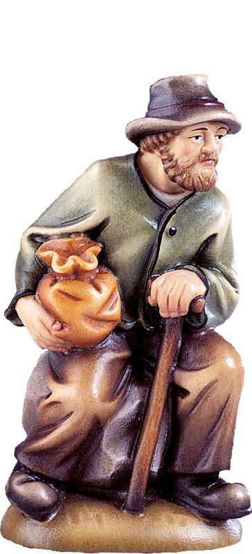 pastore seduto b.k. - demetz - deur - statua in legno dipinta a mano. altezza pari a 18 cm.