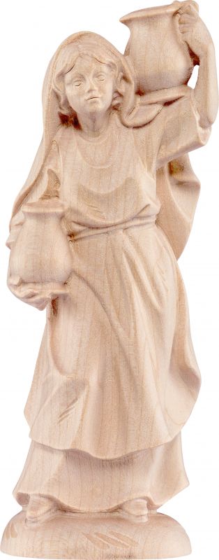 pastorella con brocca b.k. - demetz - deur - statua in legno dipinta a mano. altezza pari a 15 cm.