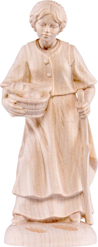 pastorella con pane b.k. - demetz - deur - statua in legno dipinta a mano. altezza pari a 7 cm.