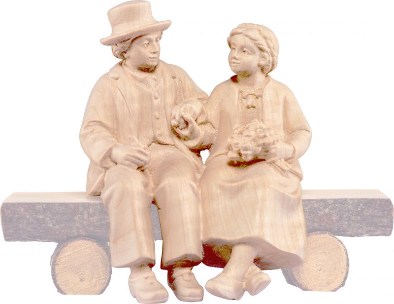 coppia in costume b.k. - demetz - deur - statua in legno dipinta a mano. altezza pari a 15 cm.