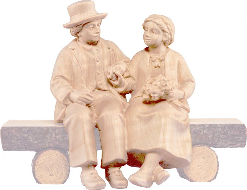 coppia in costume b.k. - demetz - deur - statua in legno dipinta a mano. altezza pari a 7 cm.