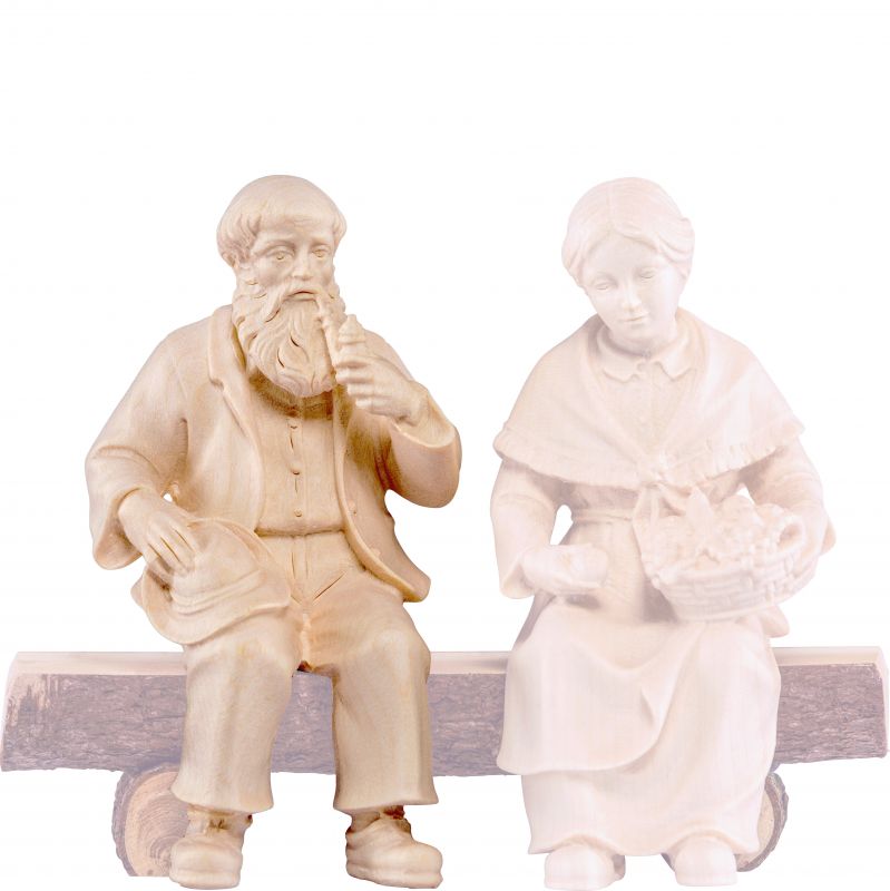 nonno seduto b.k. - demetz - deur - statua in legno dipinta a mano. altezza pari a 15 cm.