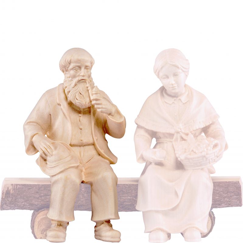 nonno seduto b.k. - demetz - deur - statua in legno dipinta a mano. altezza pari a 9 cm.