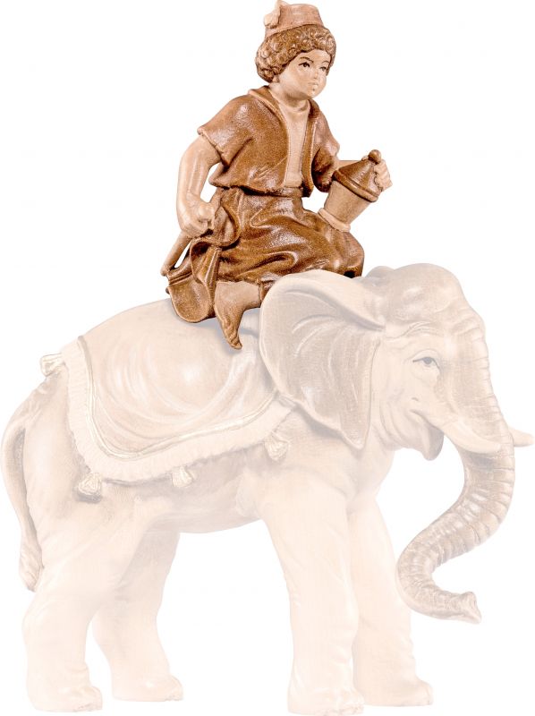 conducente d'elefante b.k. - demetz - deur - statua in legno dipinta a mano. altezza pari a 15 cm.
