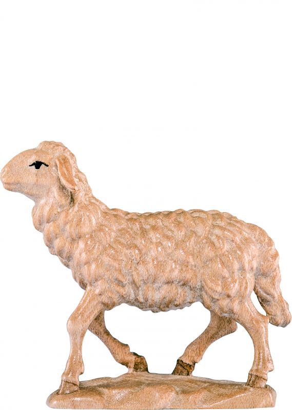 pecora che cammina b.k. - demetz - deur - statua in legno dipinta a mano. altezza pari a 18 cm.