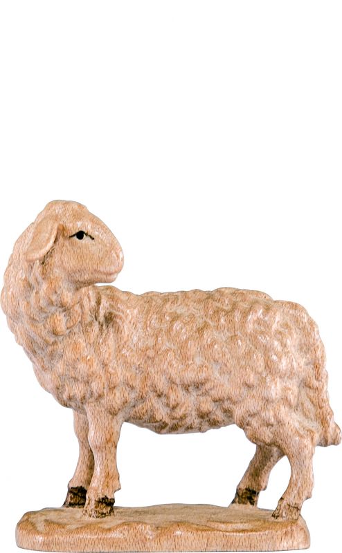 pecora voltata b.k. - demetz - deur - statua in legno dipinta a mano. altezza pari a 18 cm.