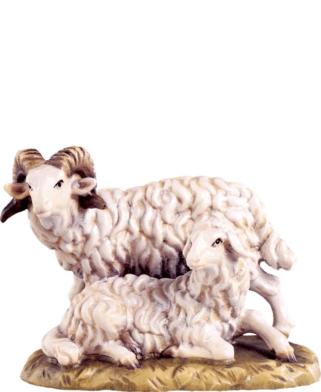 gruppo montoni b.k. - demetz - deur - statua in legno dipinta a mano. altezza pari a 9 cm.