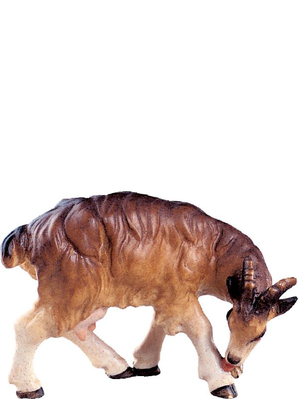 capra leccante b.k. - demetz - deur - statua in legno dipinta a mano. altezza pari a 18 cm.