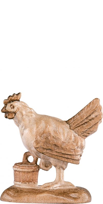 gallina b.k. - demetz - deur - statua in legno dipinta a mano. altezza pari a 18 cm.