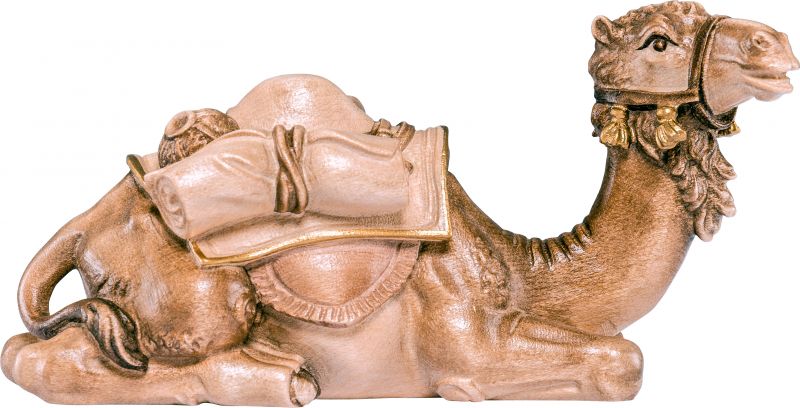 cammello sdraiato b.k. - demetz - deur - statua in legno dipinta a mano. altezza pari a 9 cm.