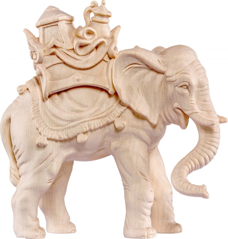 elefante con carico b.k. - demetz - deur - statua in legno dipinta a mano. altezza pari a 18 cm.