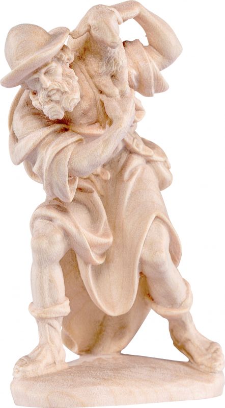 pastore con pecora d.k. - demetz - deur - statua in legno dipinta a mano. altezza pari a 16 cm.