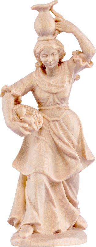 pastorella con brocca d.k. - demetz - deur - statua in legno dipinta a mano. altezza pari a 27 cm.