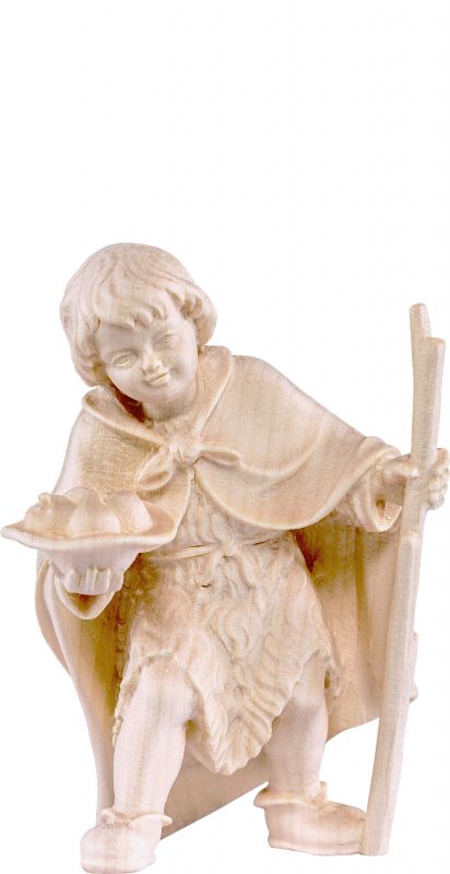 bimbo con frutta d.k. - demetz - deur - statua in legno dipinta a mano. altezza pari a 16 cm.