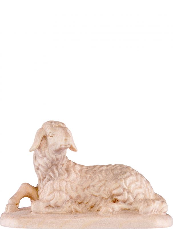 pecora sdraiata d.k. - demetz - deur - statua in legno dipinta a mano. altezza pari a 27 cm.