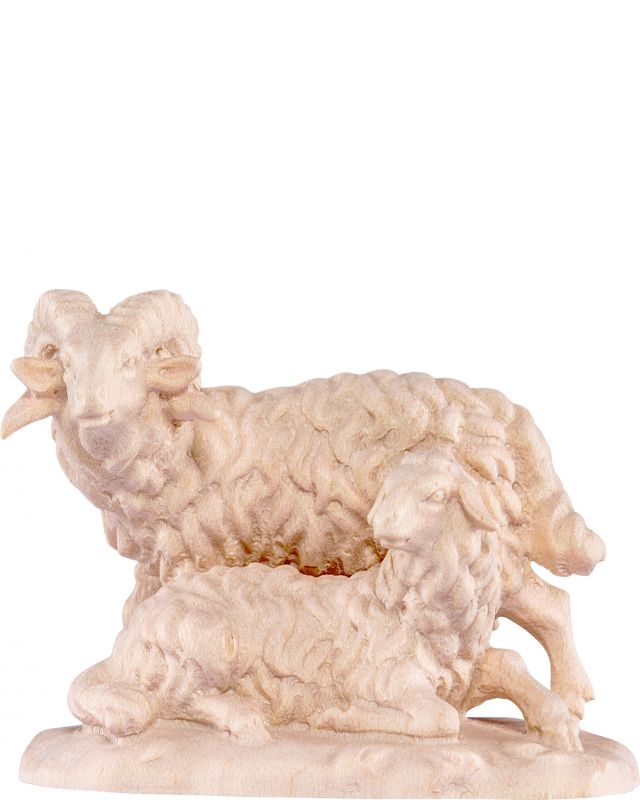 gruppo montoni d.k. - demetz - deur - statua in legno dipinta a mano. altezza pari a 16 cm.