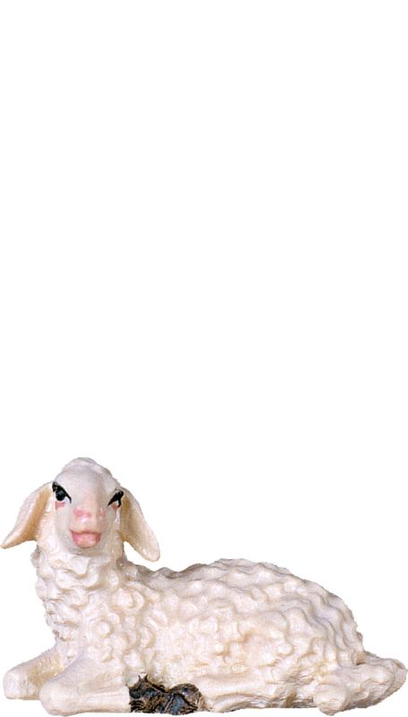 agnello sdraiato d.k. - demetz - deur - statua in legno dipinta a mano. altezza pari a 20 cm.